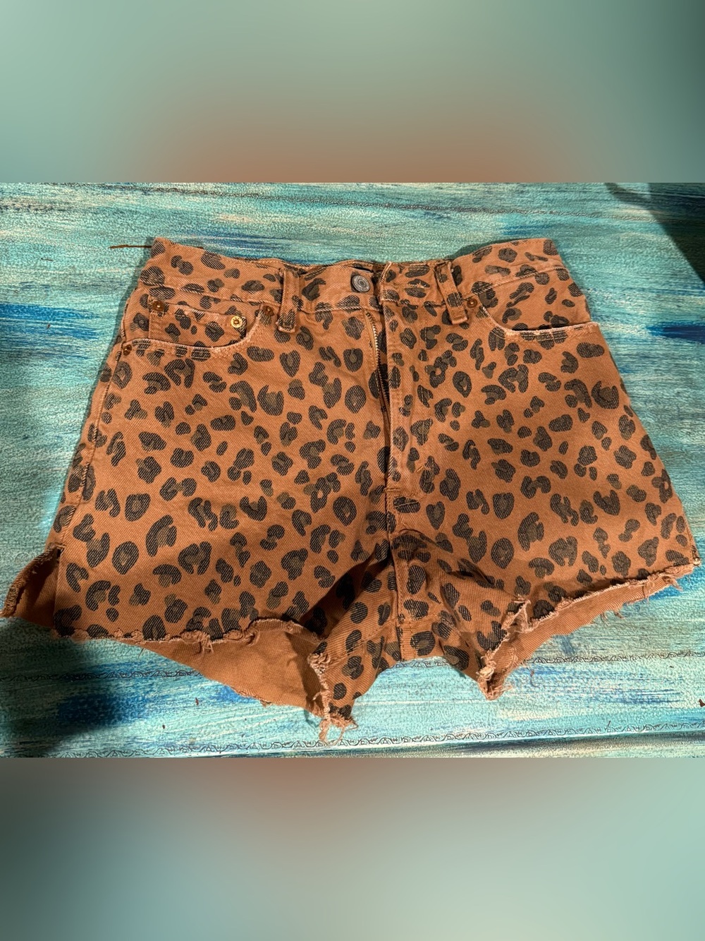 Abercrombie & Fitch Brown Leopard Print Jean Shorts